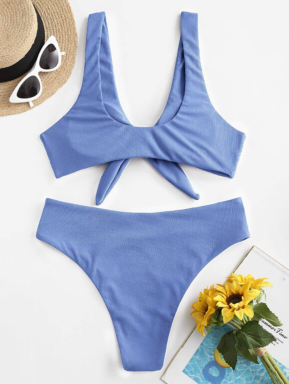 Dwuczęściowy prążkowany strój kąpielowy L - obrazek 3