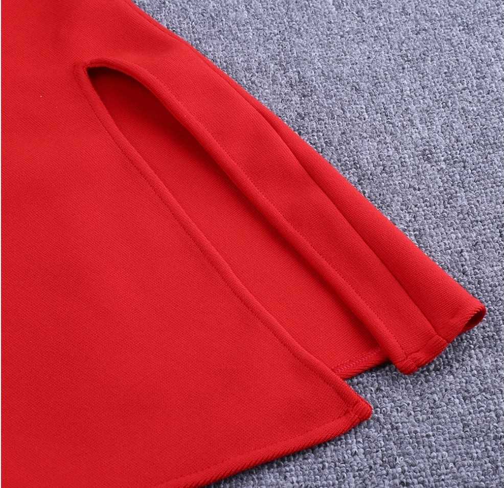 Elegancka czerwona sukienka na jedno ramię rozmiar M - obrazek 7