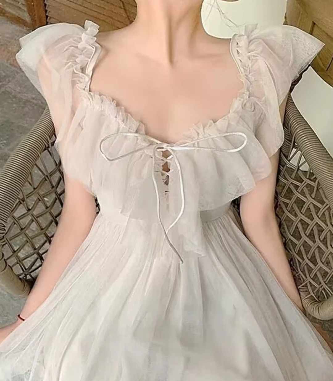 Sukienka letnia mini tiulowa rozmiar XS/S - obrazek 4