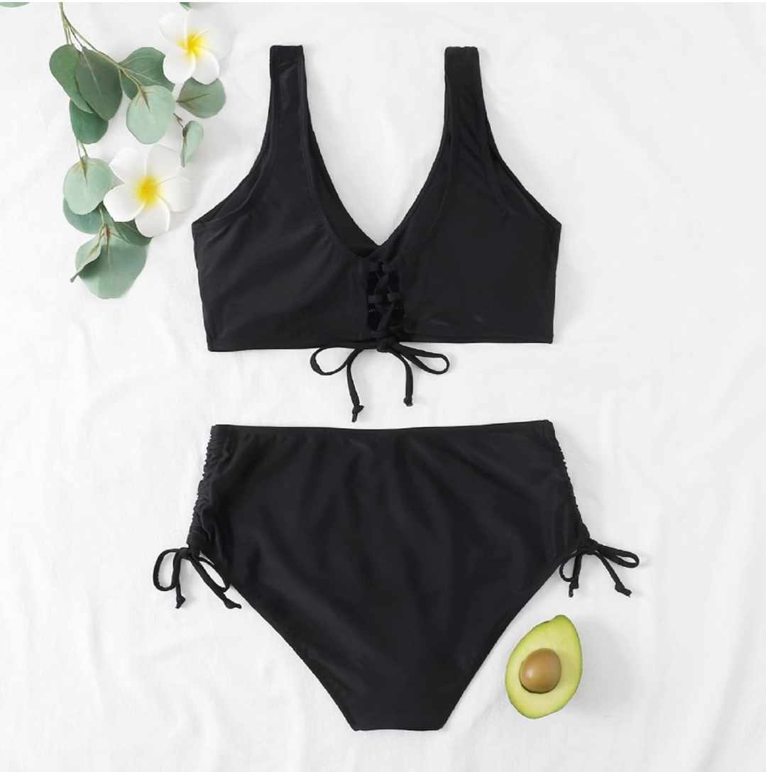 Strój kąpielowy dwuczęściowy czarny rozmiar L - obrazek 2