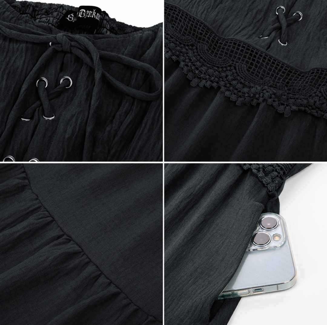 Sukienka rozkloszowana maxi czarna rozmiar 2XL - obrazek 3