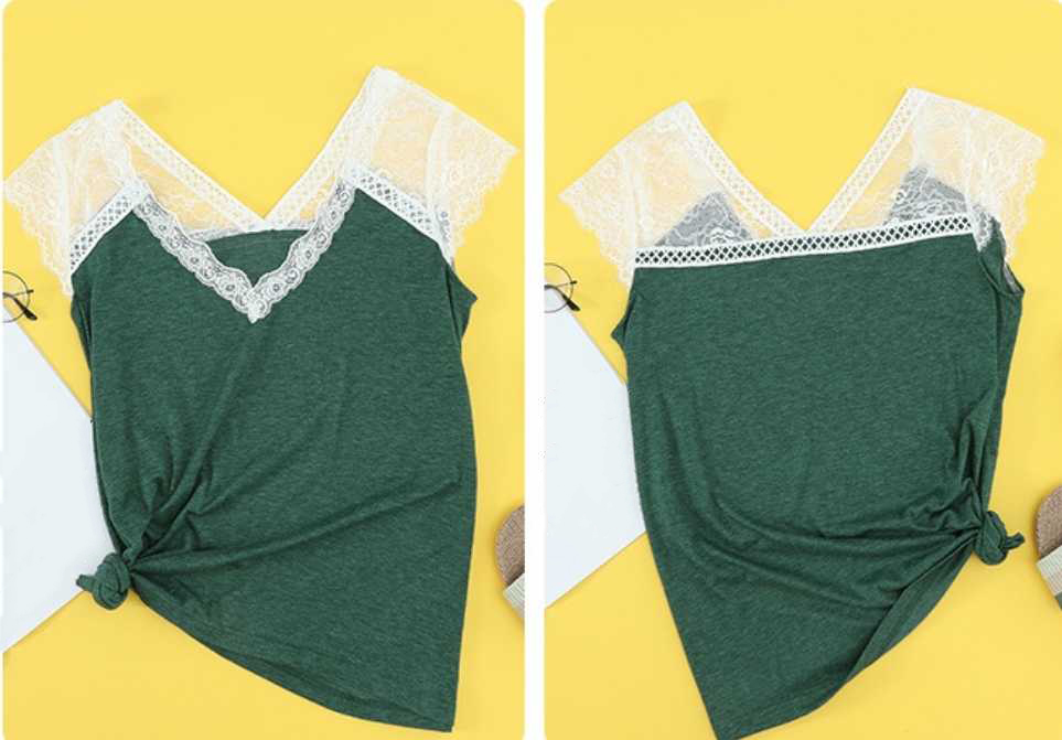 Koszulka z koronką w serek rozmiar L - obrazek 4