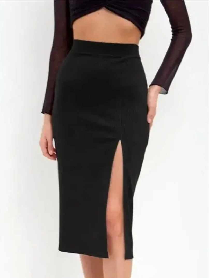 Czarna ołówkowa spódnica midi rozmiar S - obrazek 2
