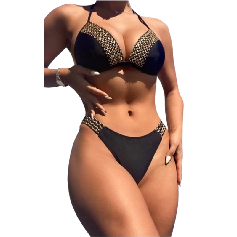 Damski dwuczęściowy strój kąpielowy ze zdobieniem XL