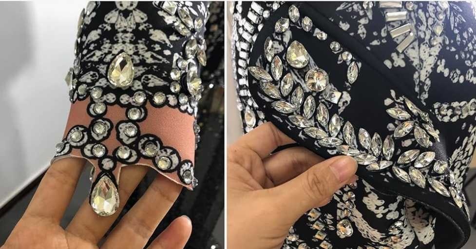 Damski strój sceniczny czarny z kryształami - obrazek 6