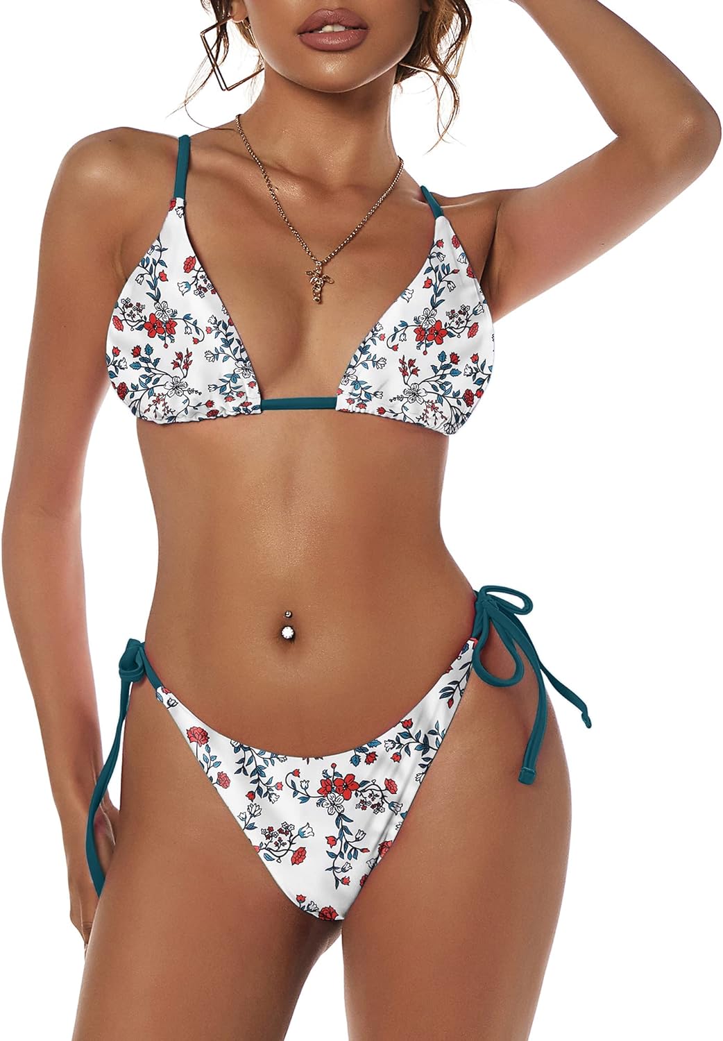 Strój kąpielowy dwuczęściowy w kwiaty rozmiar M - obrazek 3