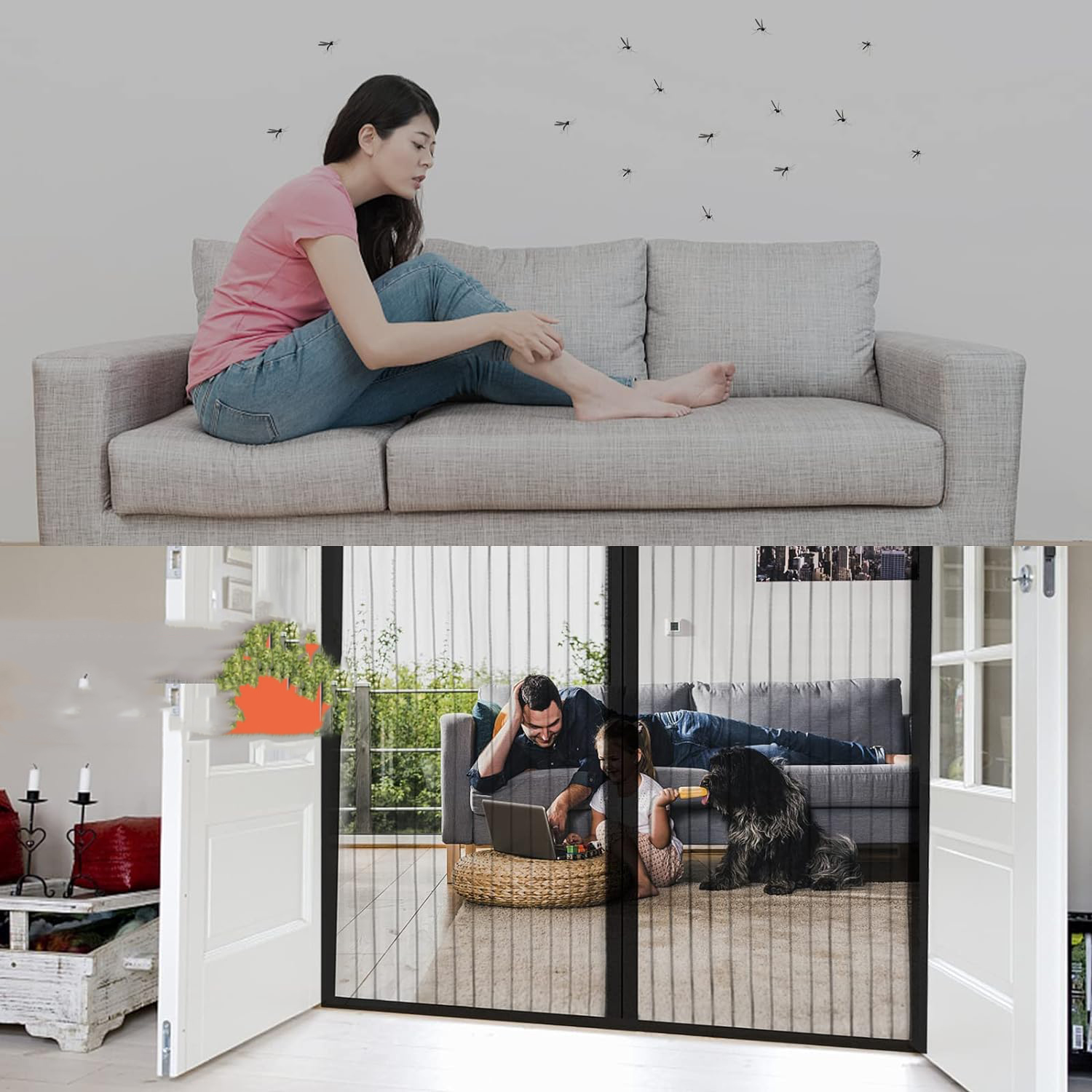 Moskitiera na drzwi z zapięciem na magnes 95x210cm - obrazek 3