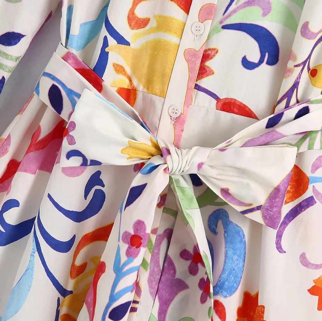 Sukienka koszulowa wzorzysta midi rozmiar M - obrazek 4