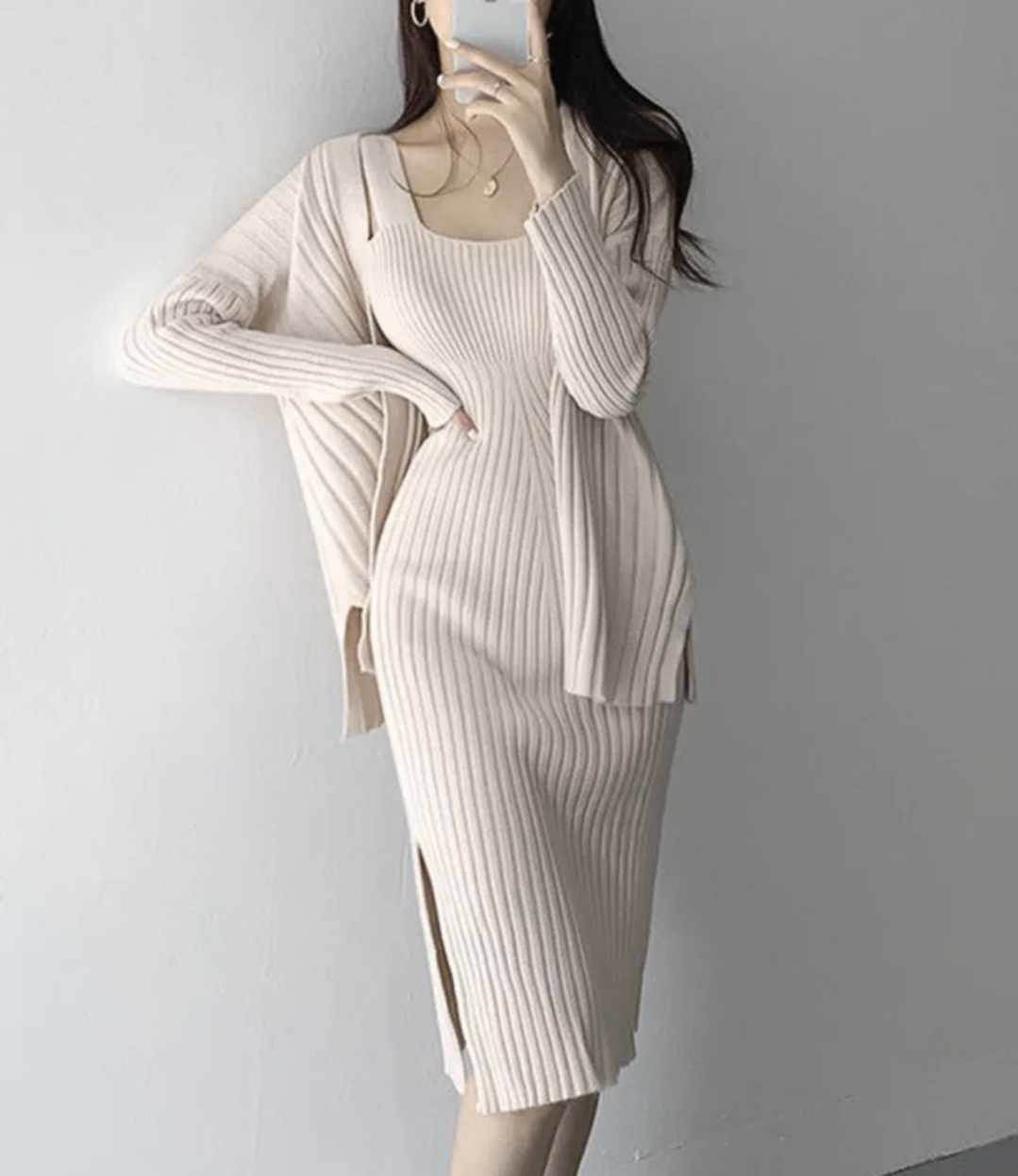 Dzianinowy komplet dwuczęściowy rozmiar S/M - obrazek 2