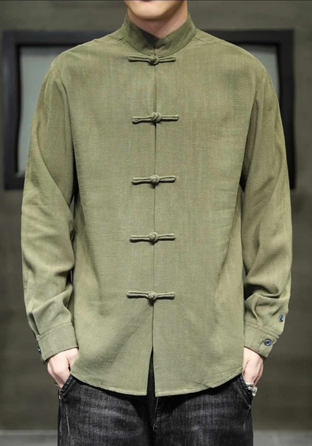 Męska koszula z długim rękawem chiński styl rozmiar XL - obrazek 3