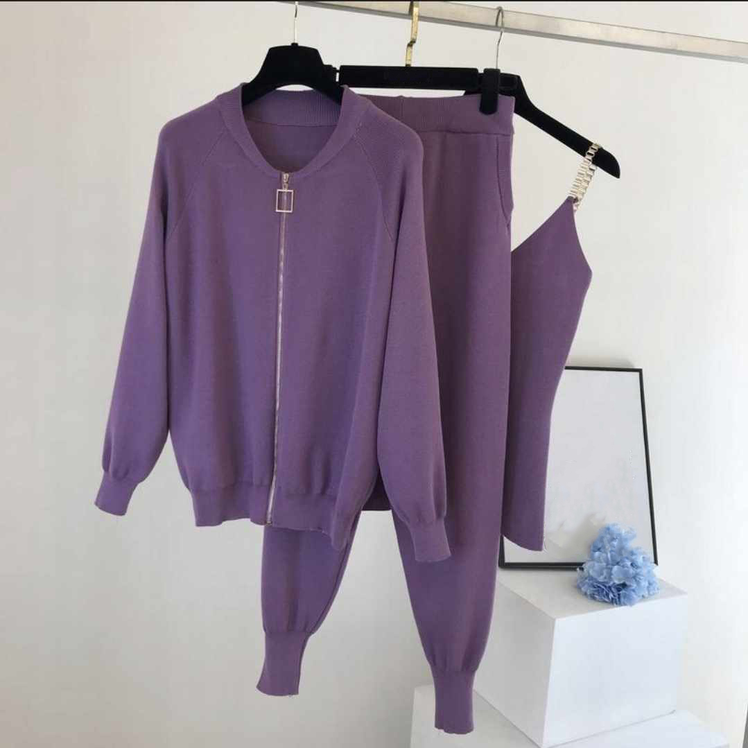 Damski 3-częściowy elegancki komplet dresowy rozmiar S/M - obrazek 4