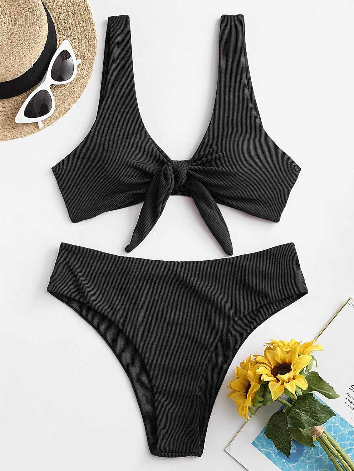 Dwuczęściowy prążkowany strój kąpielowy L - obrazek 2