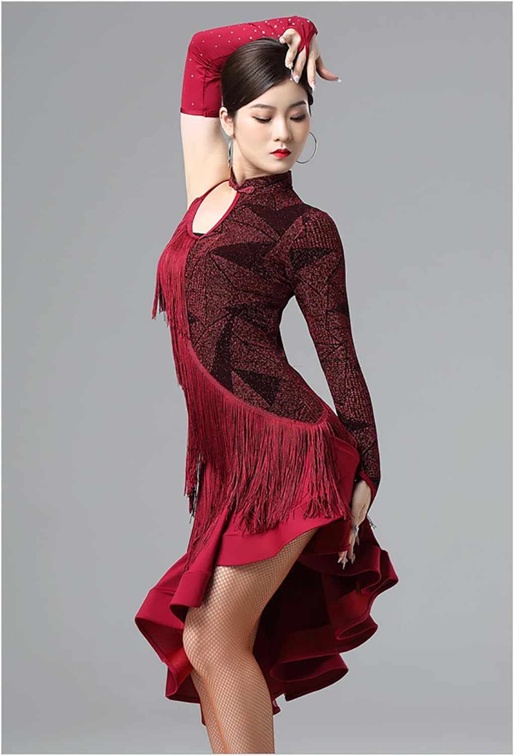 Asymetryczna sukienka do tańca z frędzlami M/L - obrazek 3