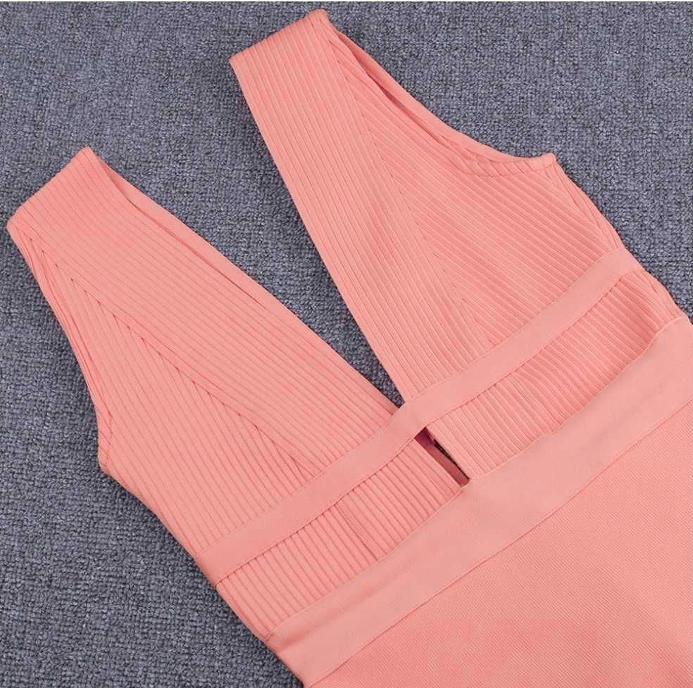 Bandażowa sukienka łososiowa rozmiar M - obrazek 3