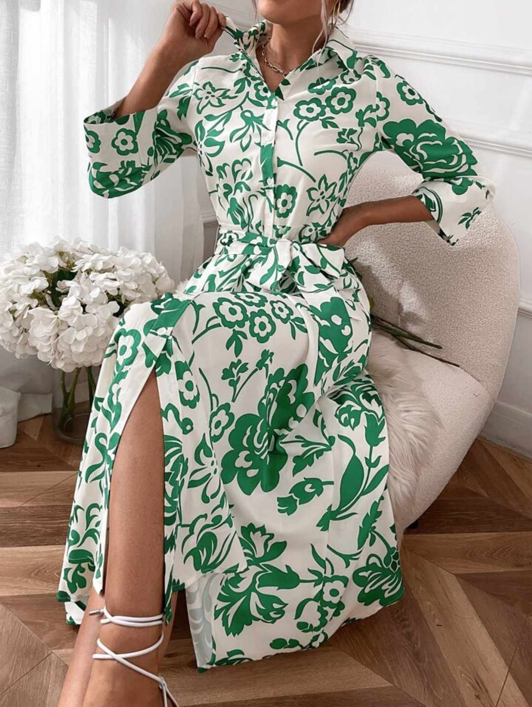 Sukienka koszulowa wzorzysta midi rozmiar M - obrazek 6