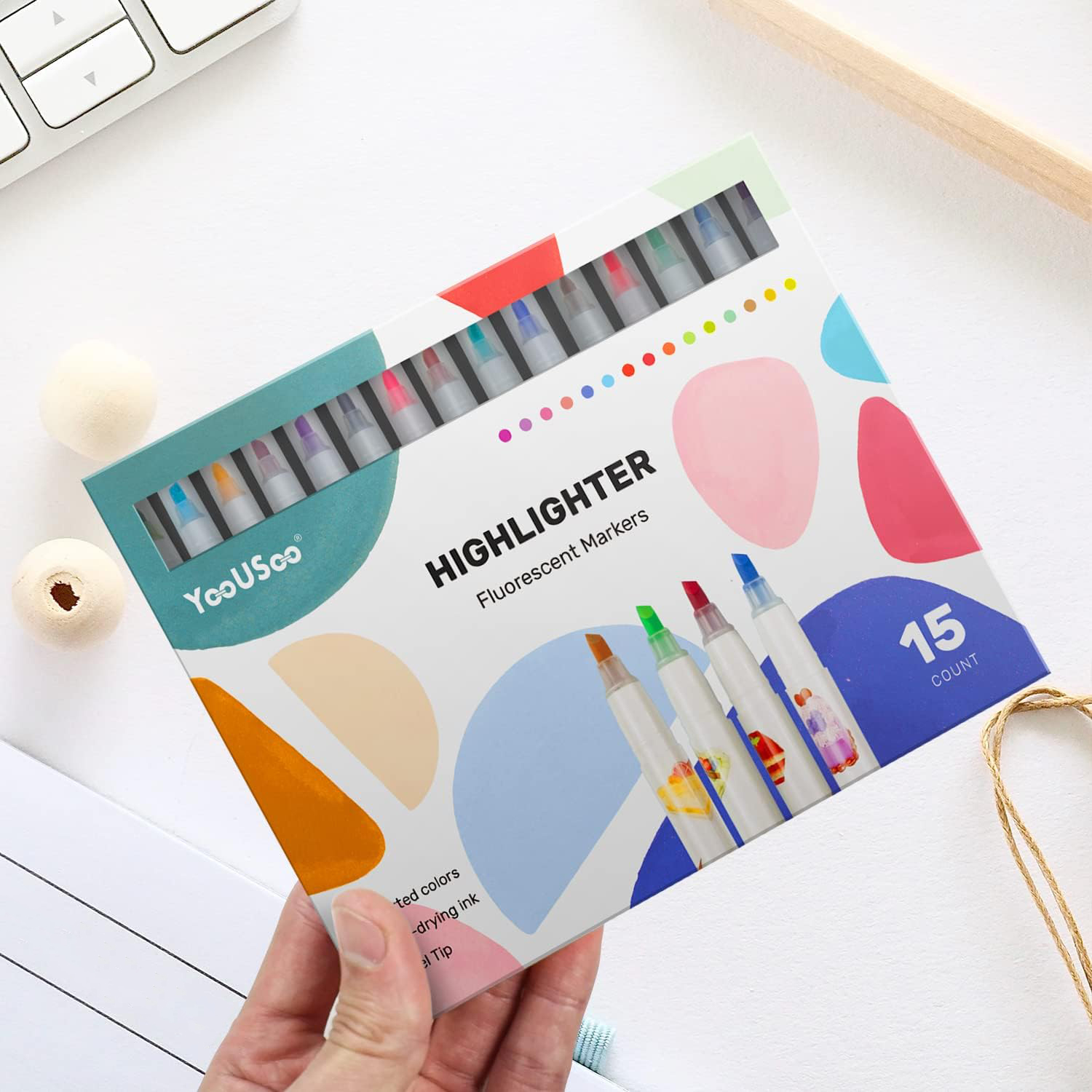 Markery fluorescencyjne wielokolorowe 15 sztuk - obrazek 3