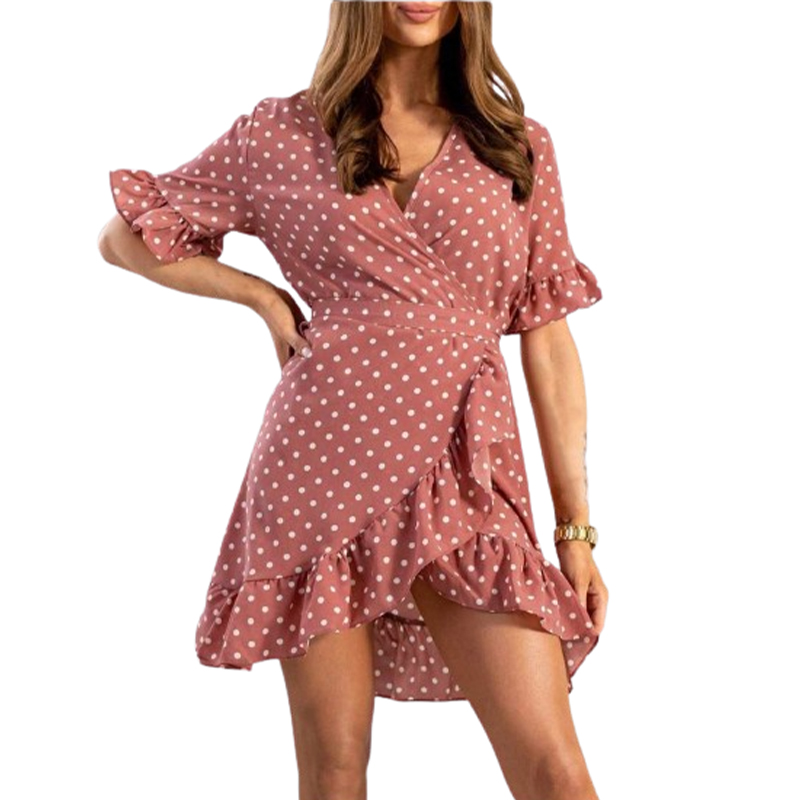 Sukienka letnia w groszki z falbanką rozmiar XXL