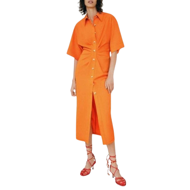 Sukienka koszulowa midi pomarańczowa rozmiar S