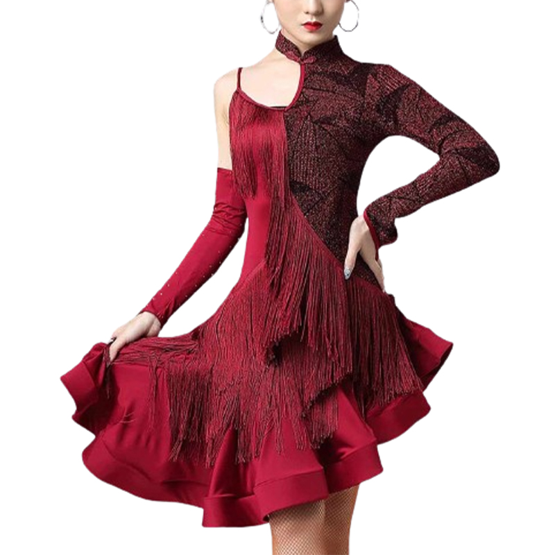 Asymetryczna sukienka do tańca z frędzlami M/L