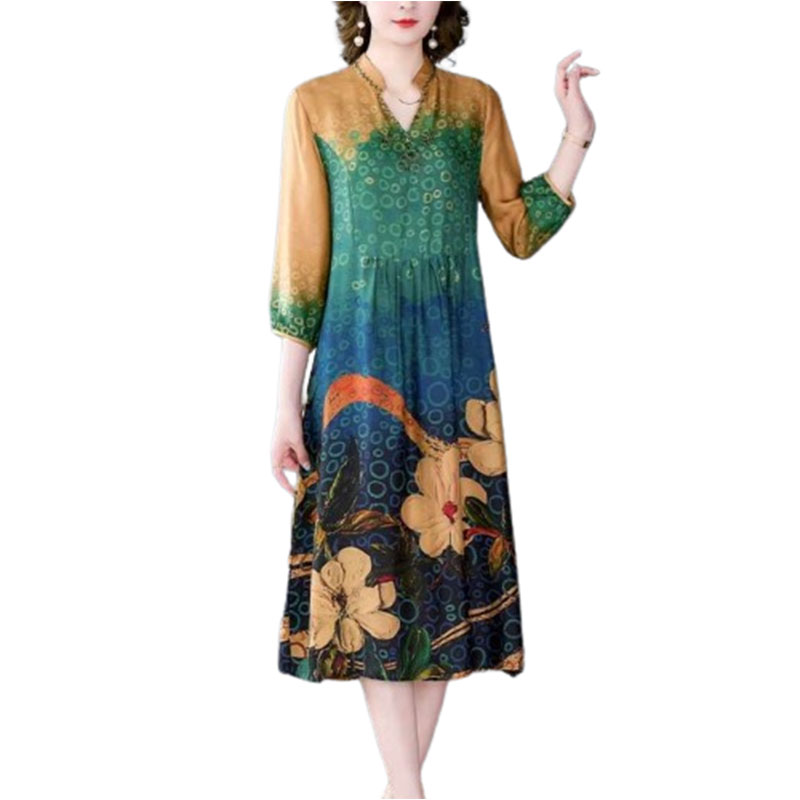 Luźna sukienka midi z nadrukiem rozmiar L/XL