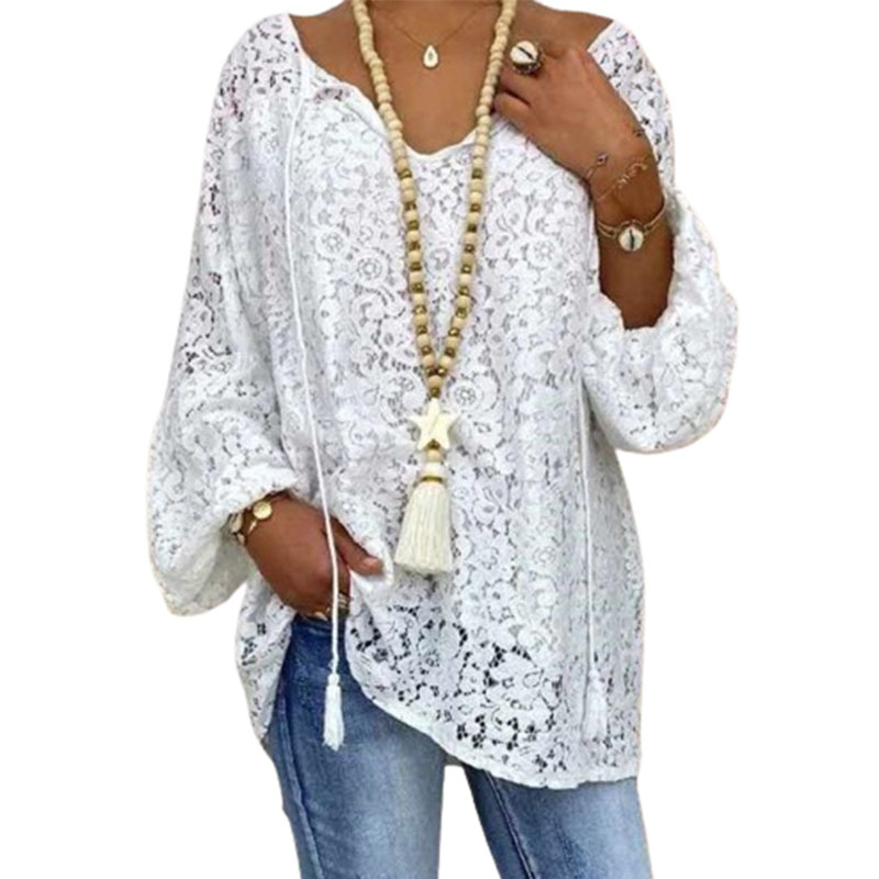 Damska koronkowa bluzka biała rozmiar 2XL/3XL