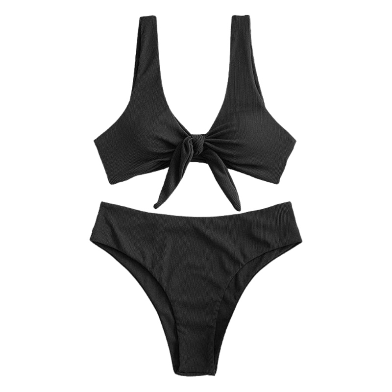 Dwuczęściowy prążkowany strój kąpielowy L