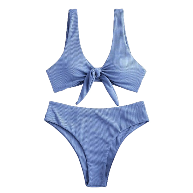 Dwuczęściowy prążkowany strój kąpielowy L