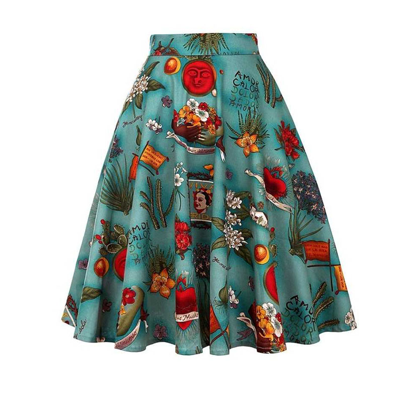 Wzorzysta rozkloszowana spódnica rozmiar L