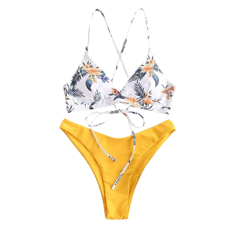 Strój kąpielowy żółty w kwiaty rozmiar M