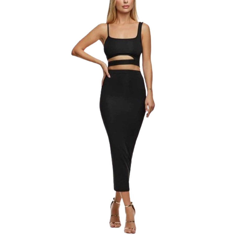 Dwuczęściowy czarny komplet rozmiar S