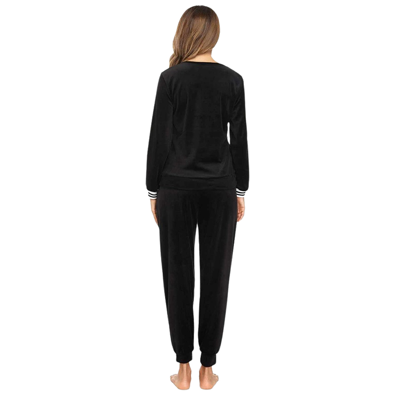 Damski welurowy czarny komplet dresowy rozmiar M - obrazek 2