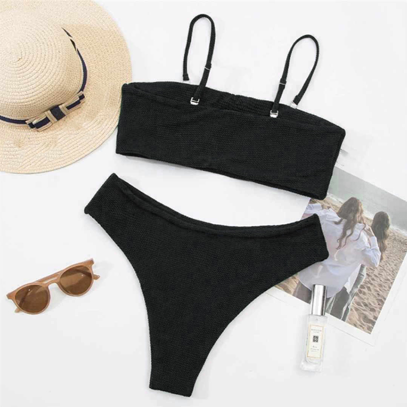 Dwuczęściowy czarny strój kąpielowy odpinane ramiączka L - obrazek 3