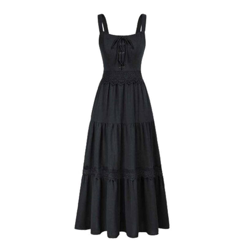 Sukienka rozkloszowana maxi czarna rozmiar 2XL