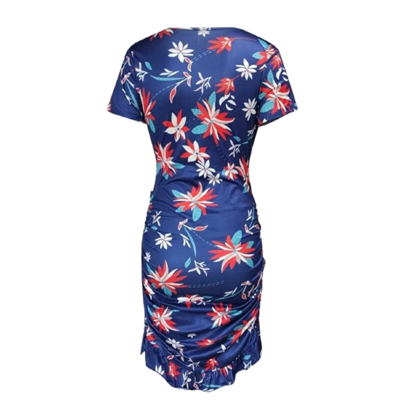 Sukienka z nadrukiem w kwiaty z falbanką rozmiar S - obrazek 2