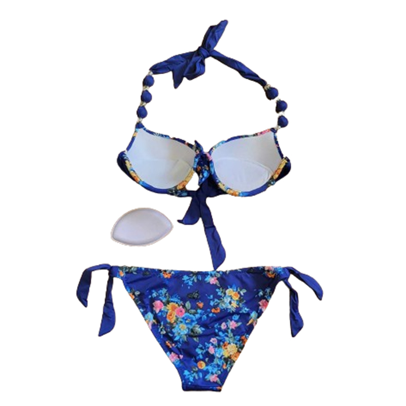 Damski dwuczęściowy strój kąpielowy w kwiaty S - obrazek 2