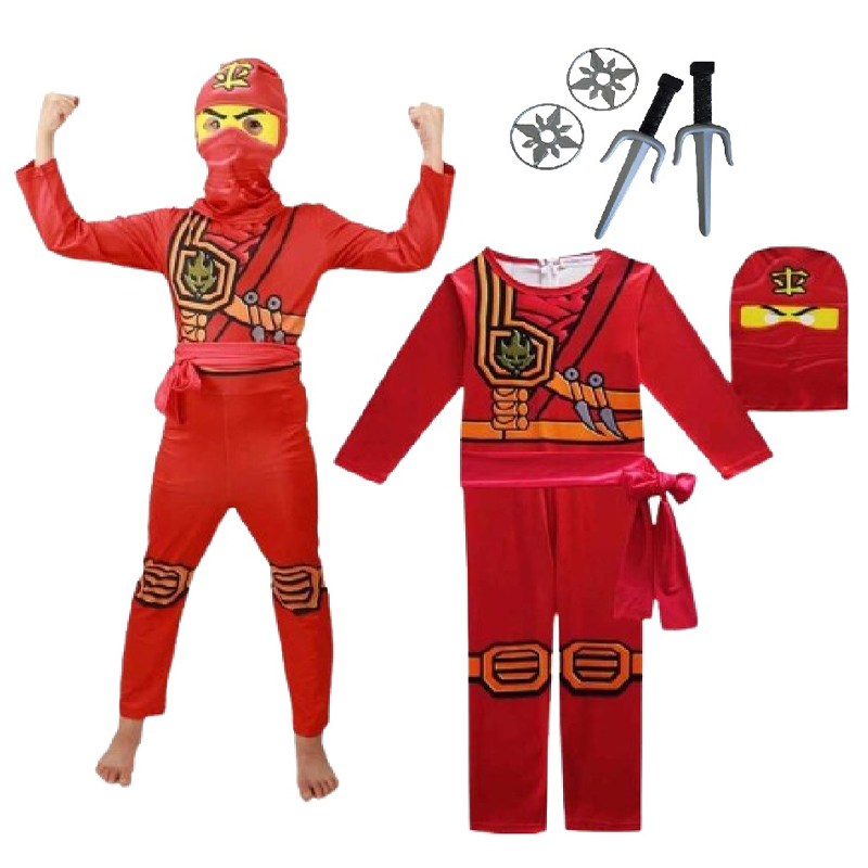 Kostium chłopięcy NINJA Karty Lego Czerwony - obrazek 2