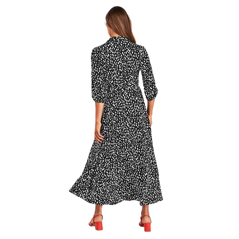 Rozkloszowana sukienka midi 3/4 rękaw rozmiar S/M - obrazek 2