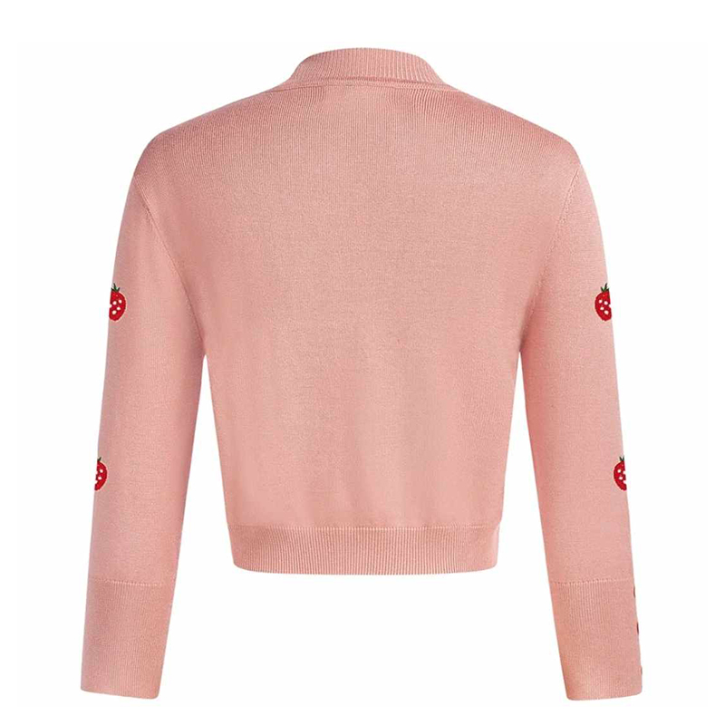 Sweter damski różowy w truskawki rozmiar M/L - obrazek 2