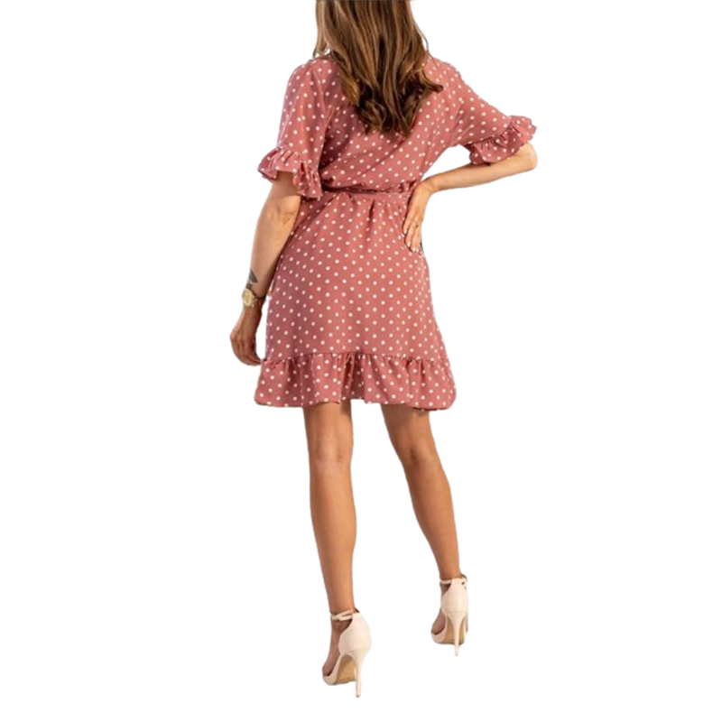 Sukienka letnia w groszki z falbanką rozmiar XXL - obrazek 3