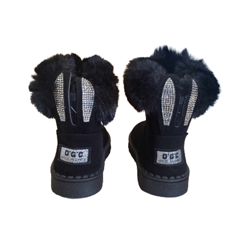 Dziewczęce śniegowce z futerkiem czarne - obrazek 2