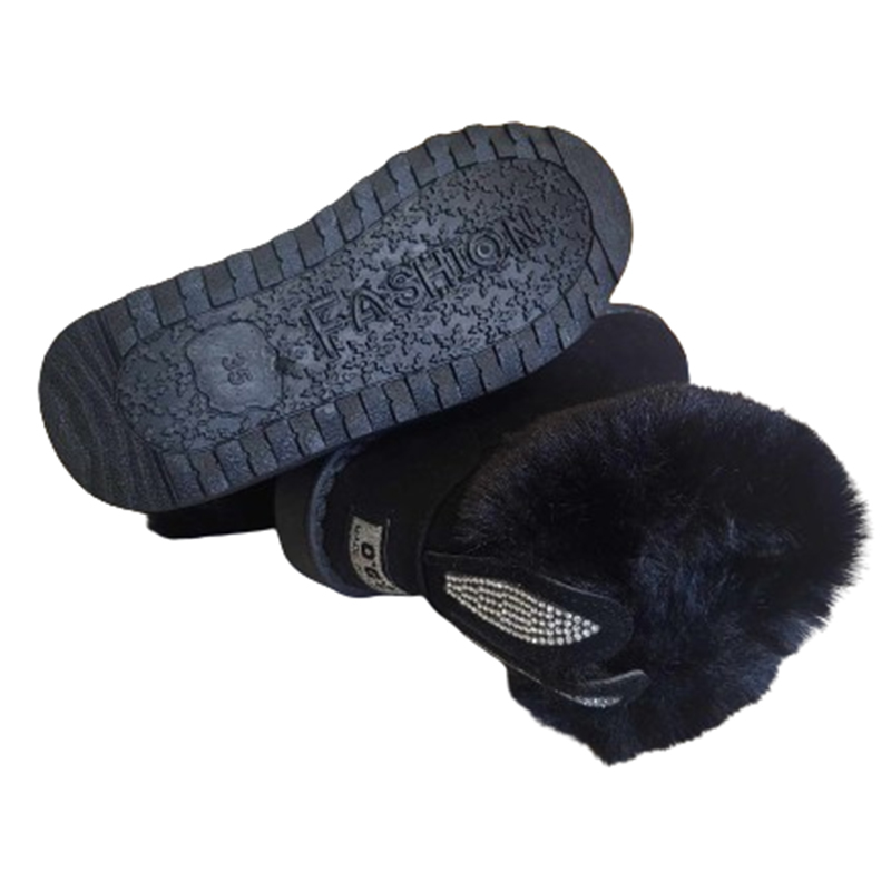 Dziewczęce śniegowce z futerkiem czarne - obrazek 4