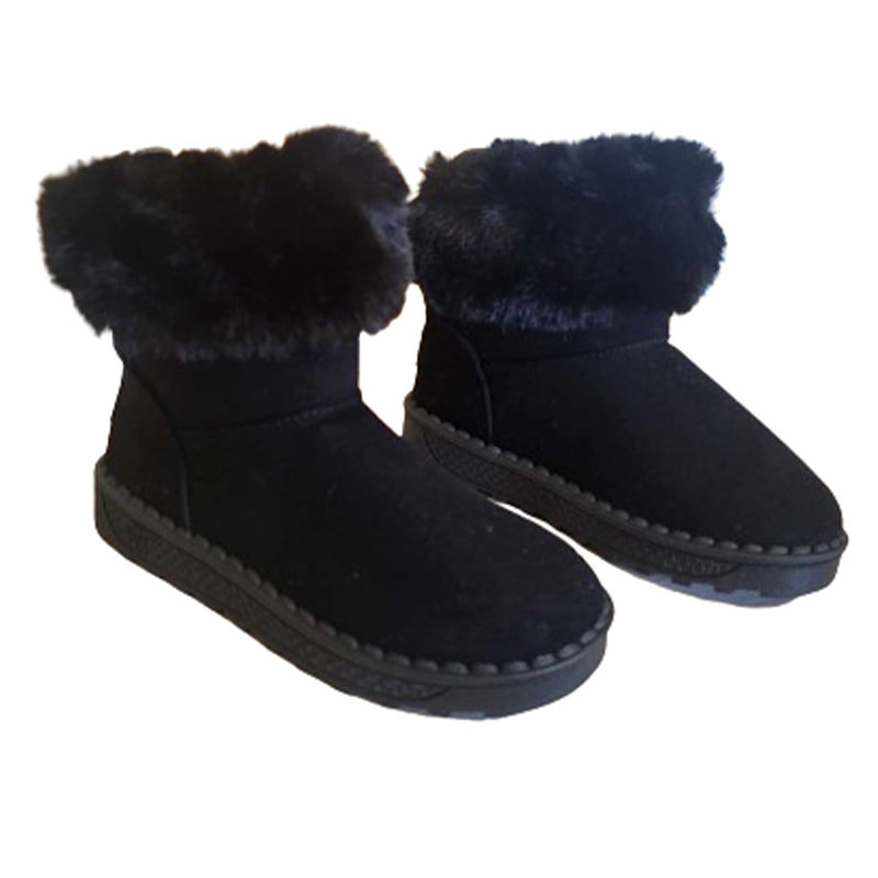 Dziewczęce śniegowce z futerkiem czarne - obrazek 3