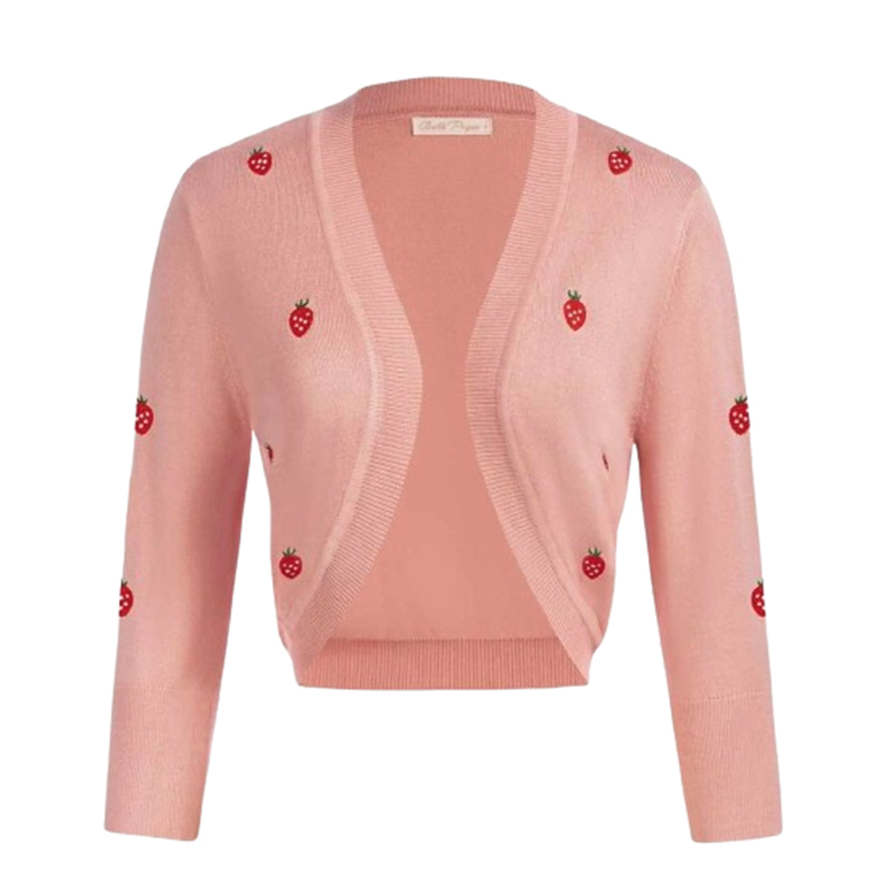 Sweter damski różowy w truskawki rozmiar M/L