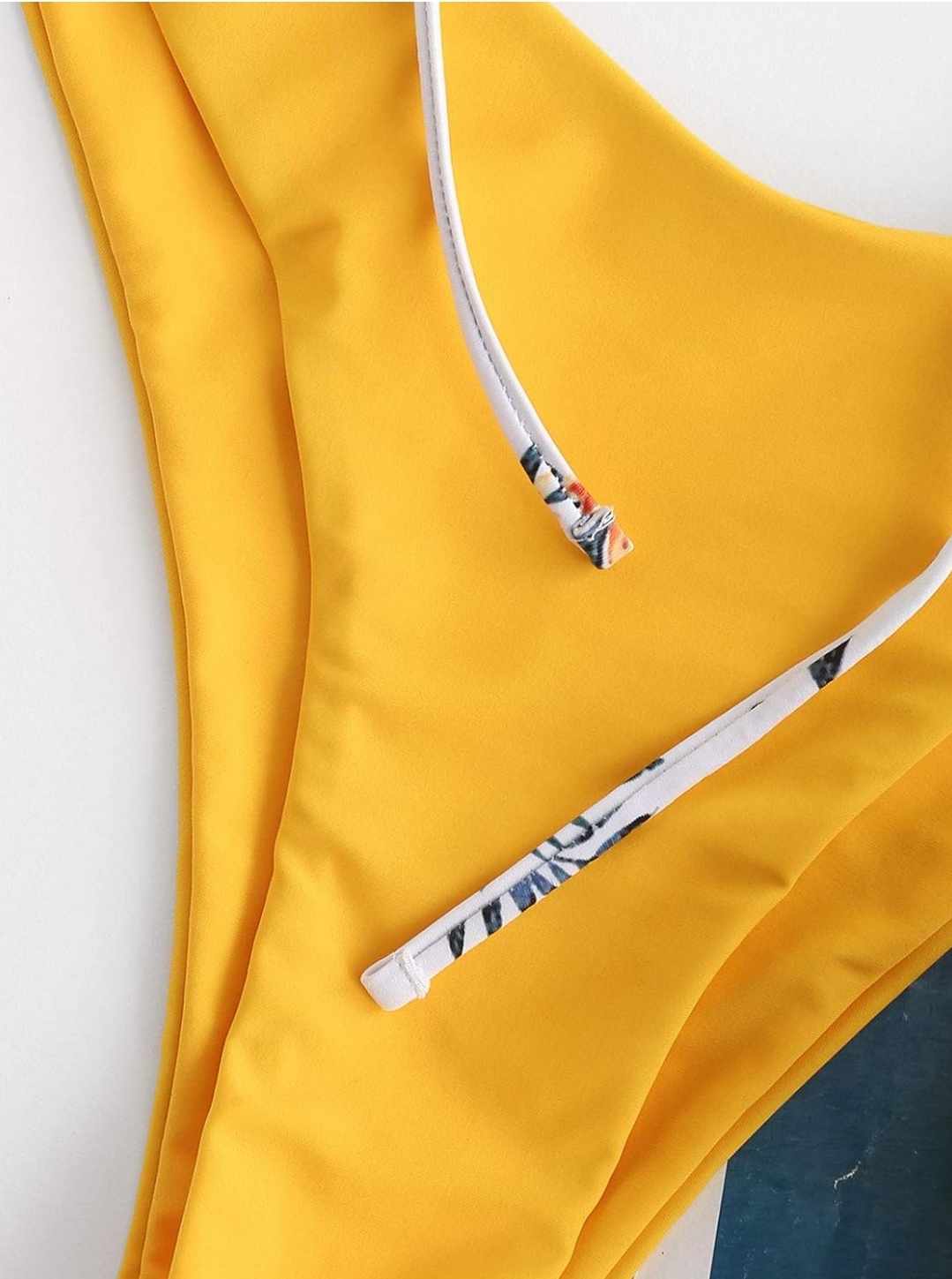 Strój kąpielowy żółty w kwiaty rozmiar M - obrazek 5