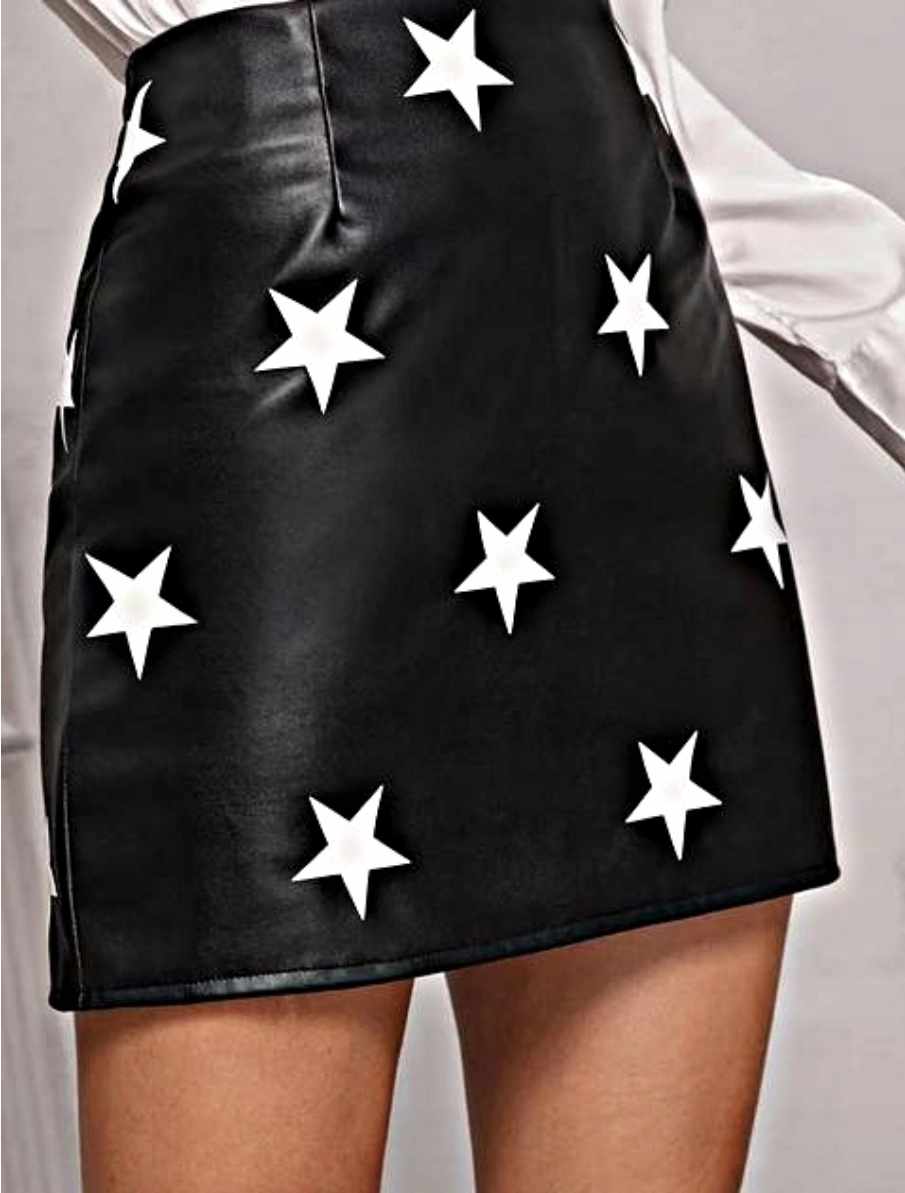 Spódnica mini czarna w gwiazdki rozmiar L - obrazek 2