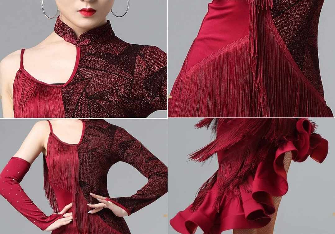 Asymetryczna sukienka do tańca z frędzlami M/L - obrazek 5