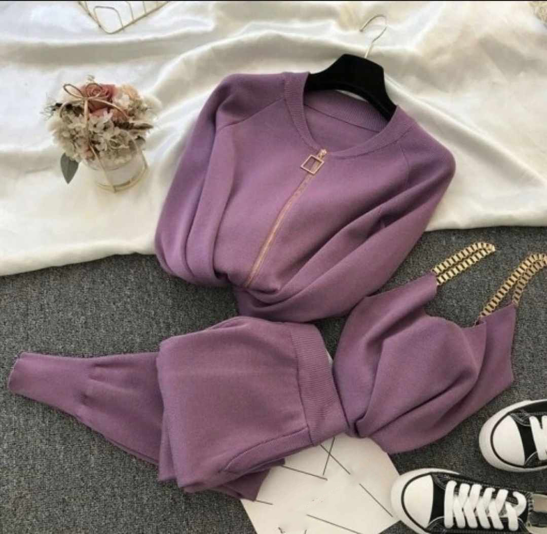 Damski 3-częściowy elegancki komplet dresowy rozmiar S/M - obrazek 2