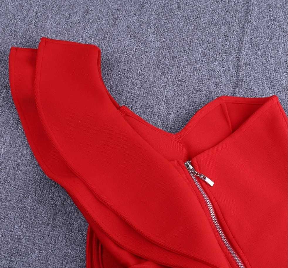 Elegancka czerwona sukienka na jedno ramię rozmiar M - obrazek 5