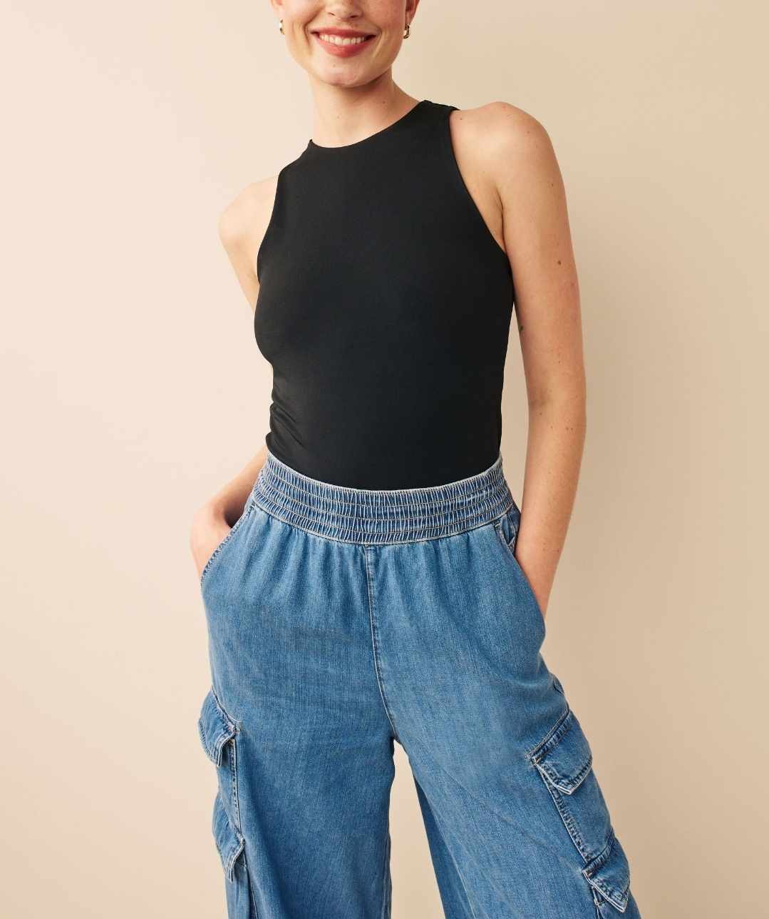 Damskie body czarne bez rękawów rozmiar L - obrazek 5