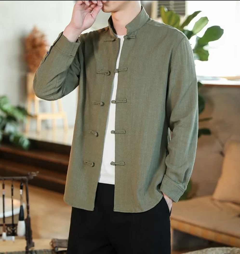 Męska koszula z długim rękawem chiński styl rozmiar XL - obrazek 2